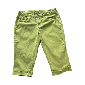 Earl Jean Lime Green Capri Jeans Size 18W Studded Pockets Cuffed Hem
